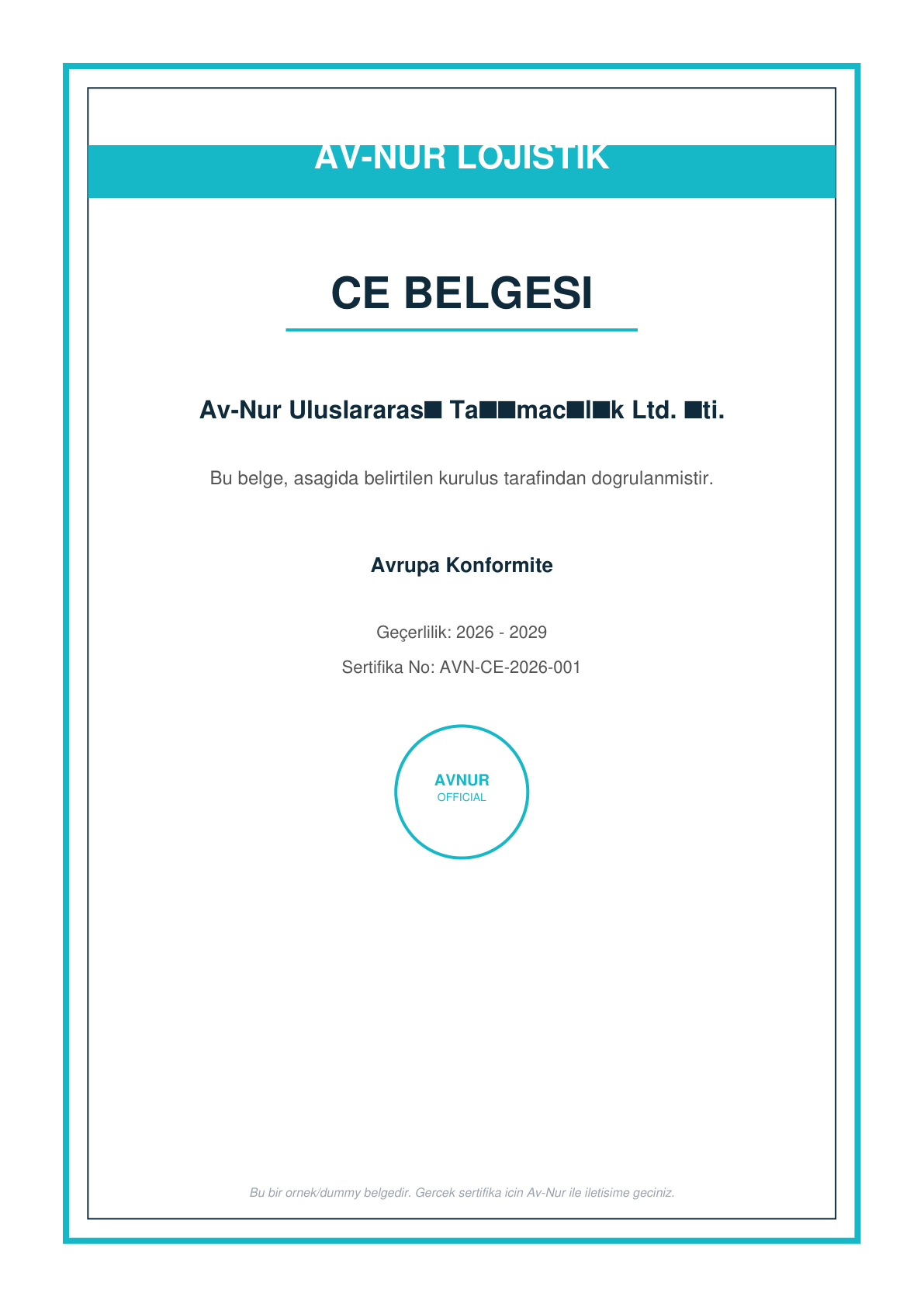 CE Belgesi