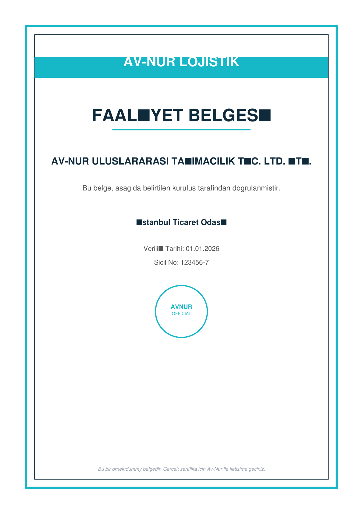 Faaliyet Belgesi